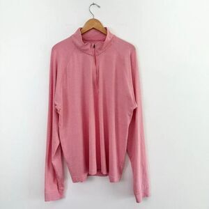 Westport Lifestyle Men’s 1/4 Zip Pink White Stripe UPF Water Wicking Stretch Pul